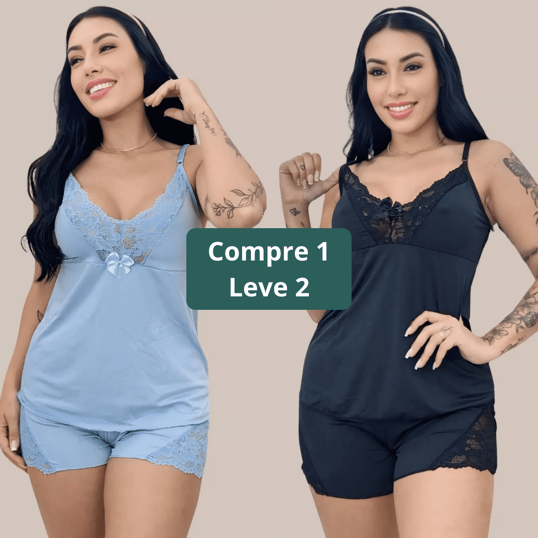 KIT 02 Pijamas Baby Doll com Renda