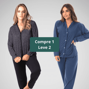 Pijama Longo em Viscose- Compre 1 Leve 2