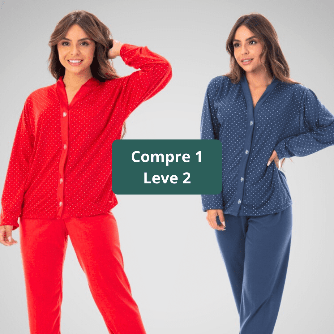 Pijama Longo em Viscose- Compre 1 Leve 2